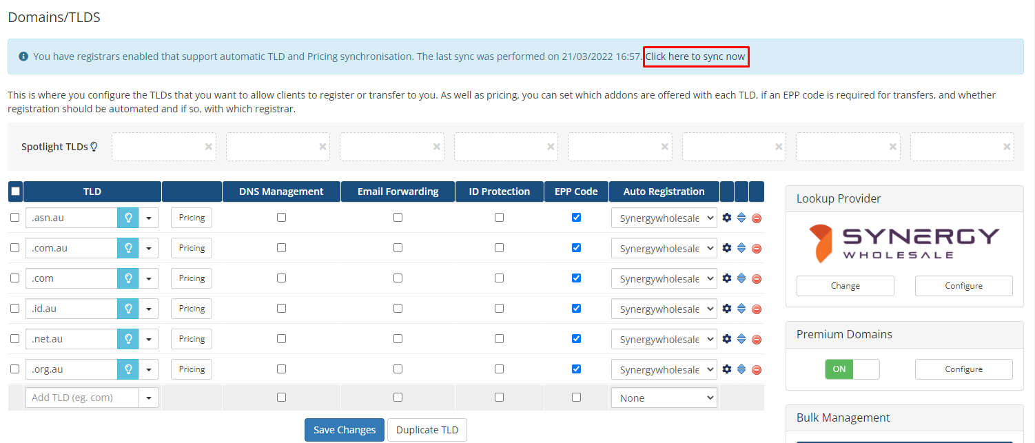 WHMCS SYNC PRICING