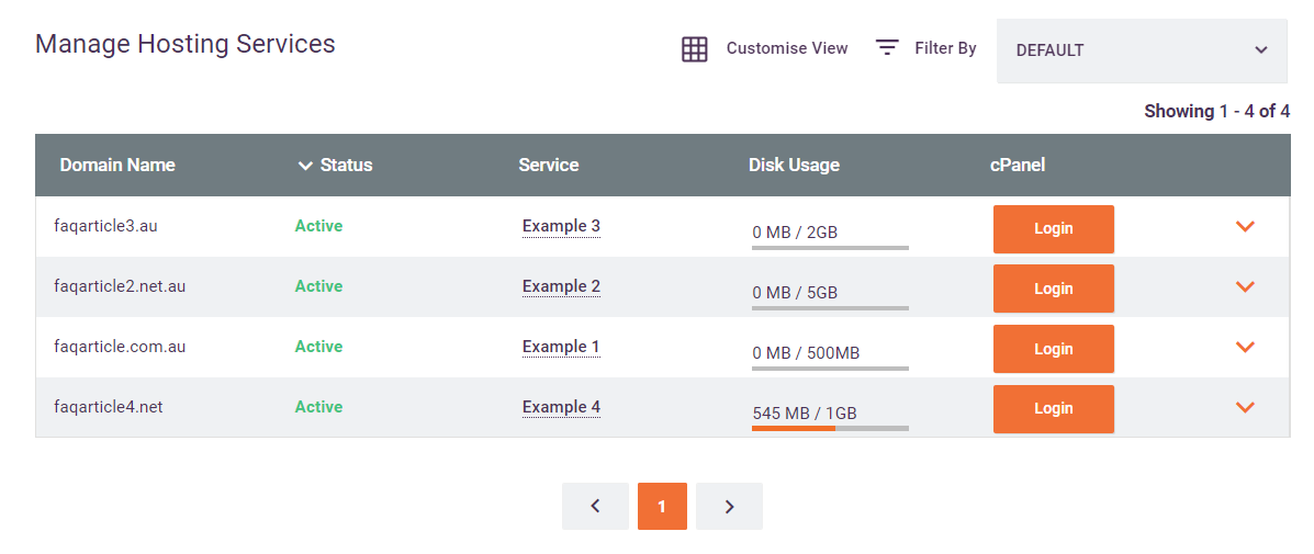 Hosting Management Page