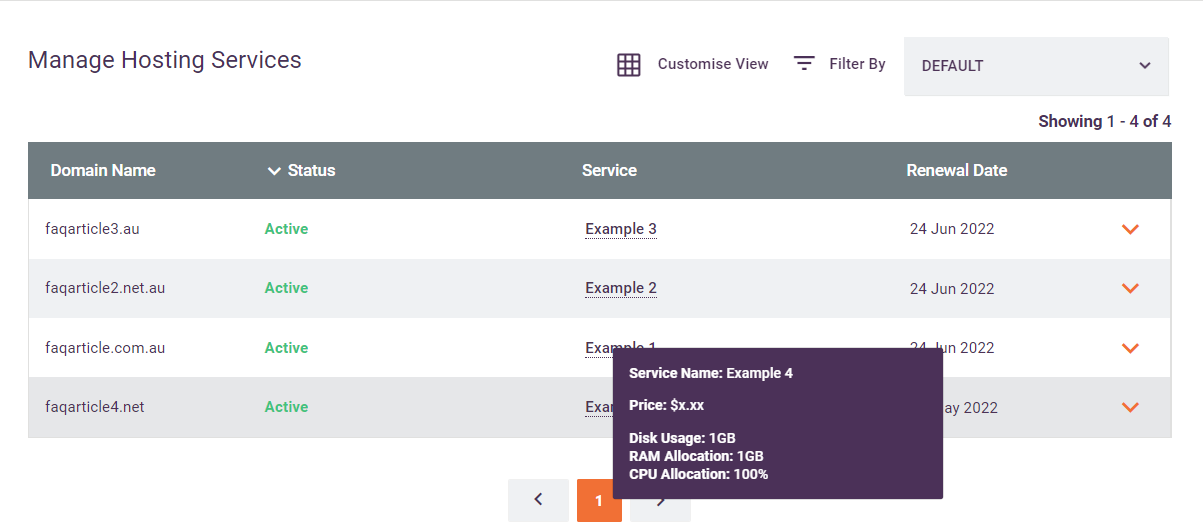 Hosting Managment View 2